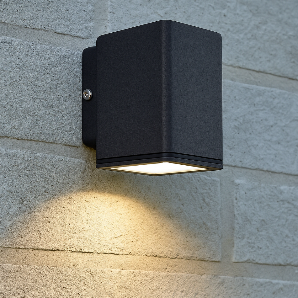 Außenwandleuchte für Hauswand Eingang | Eckig | Anthrazit | GU10 | IP44 | 230V