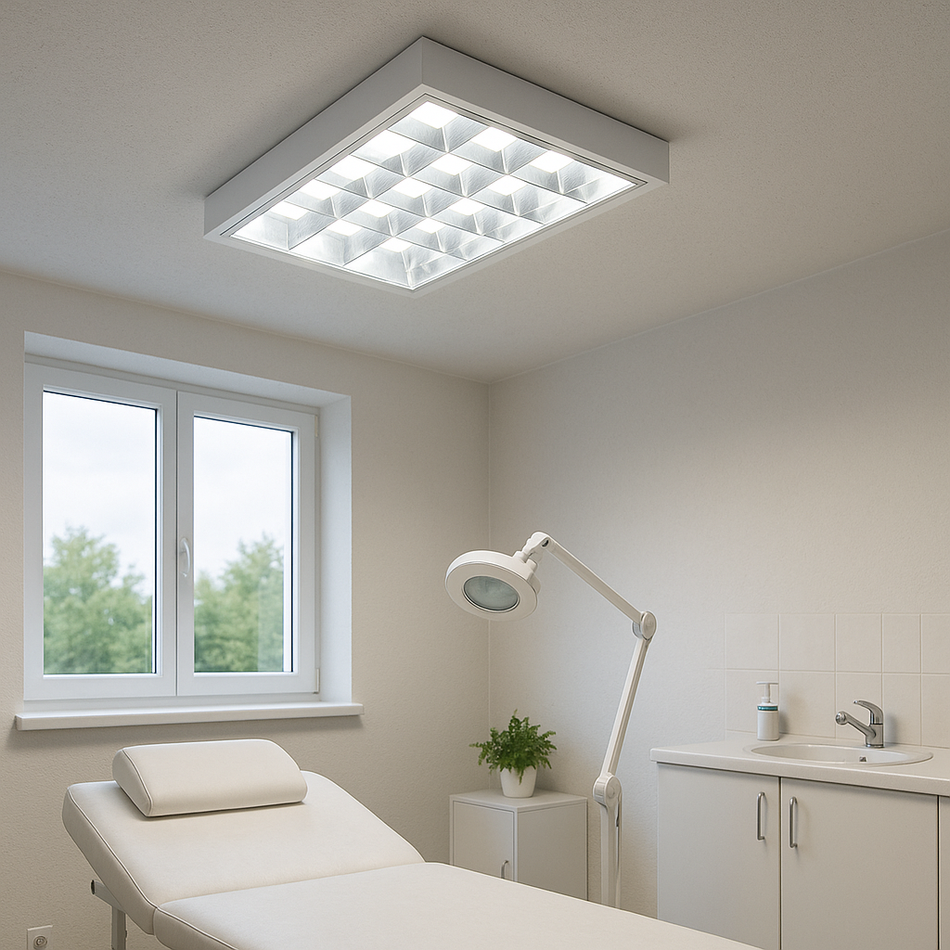 NOTUS EVG 218 NT luminaire à grille en saillie, blanc, G13 T8 IP20 230V 