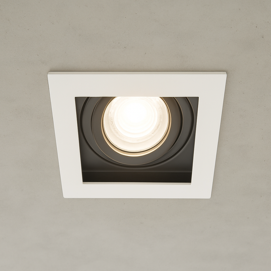 LED Einbaustrahler inkl. GU10 Fassung | Downlight | Weiß | Eckig | Schwenkbar | IP20 | 230V | extra-flach | dimmbar