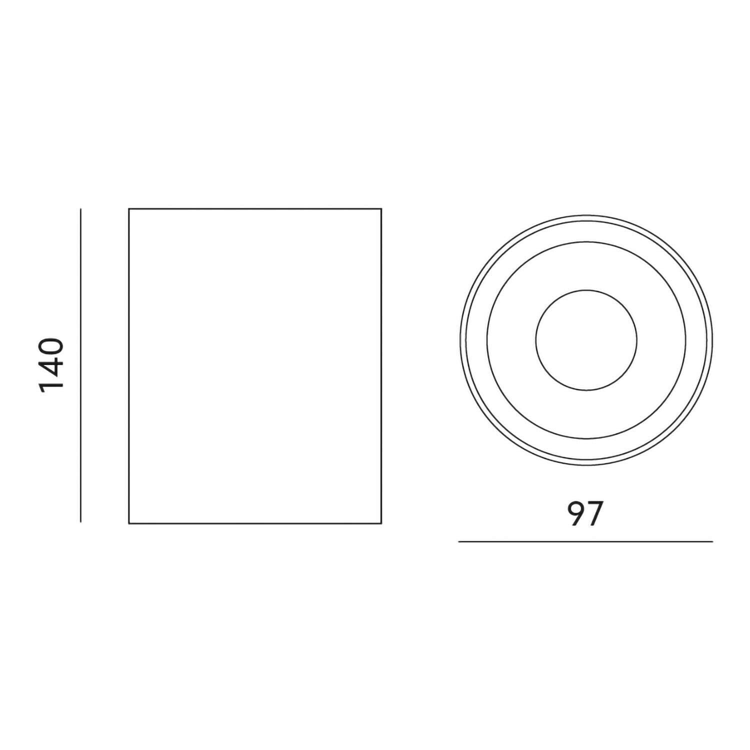 Ceiling spotlight surface-mounted light made of aluminum SUNNY Round 140mm X Ø97mm IP20 GU10 230V