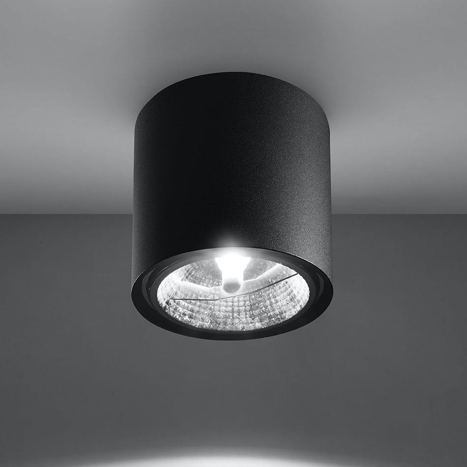 Aufbauleuchte aus Aluminium Schwarz Rund Ø12cm x 11cm IP20 GU10 ES111 230V