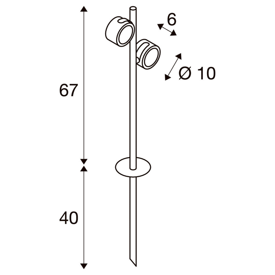 SLV SITRA 360 SPIKE Gartenstrahler 231535 – Maßzeichnung