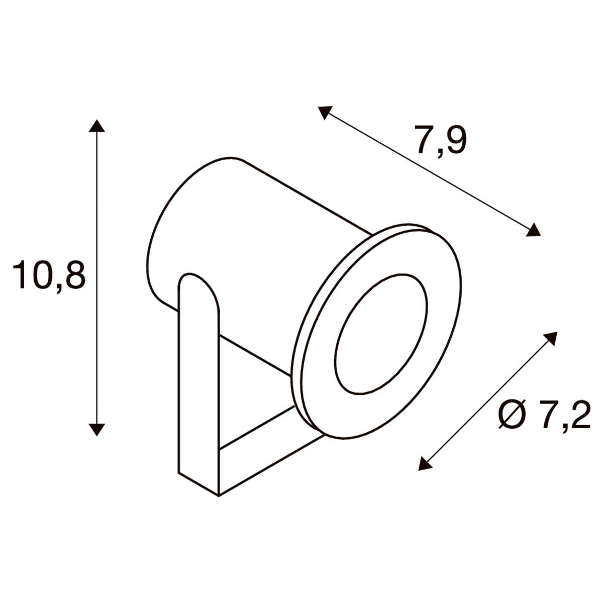 SLV DASAR PROJECTOR LED-Gartenstrahler 233570 – Maßzeichnung