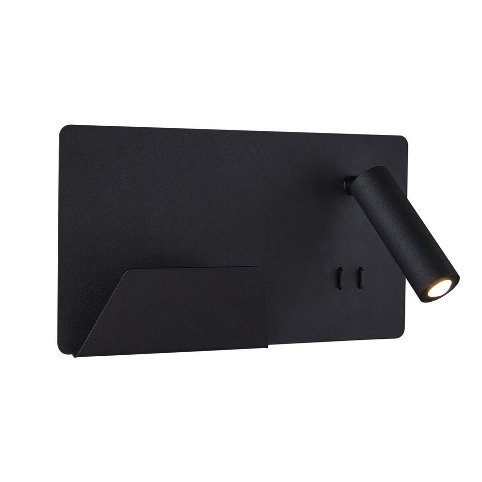 Applique murale LED d'intérieur Somnila Spot 3000K Version noire Gauche Avec connexion USB