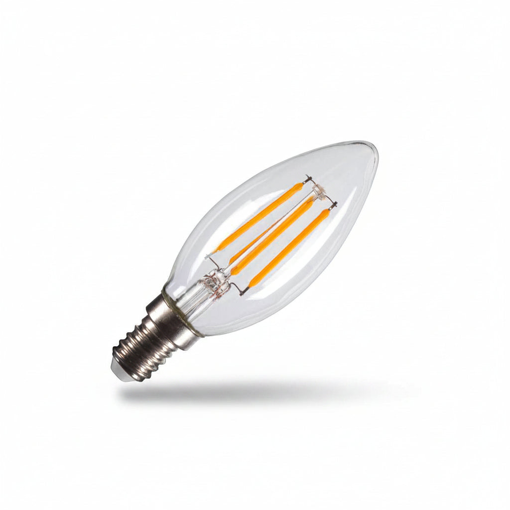 SLV C35 E14 LED LED Hochvolt Leuchtmittel ungerichtet Transparent – 4,2 W, 380 lm, 2700 K, CRI 90