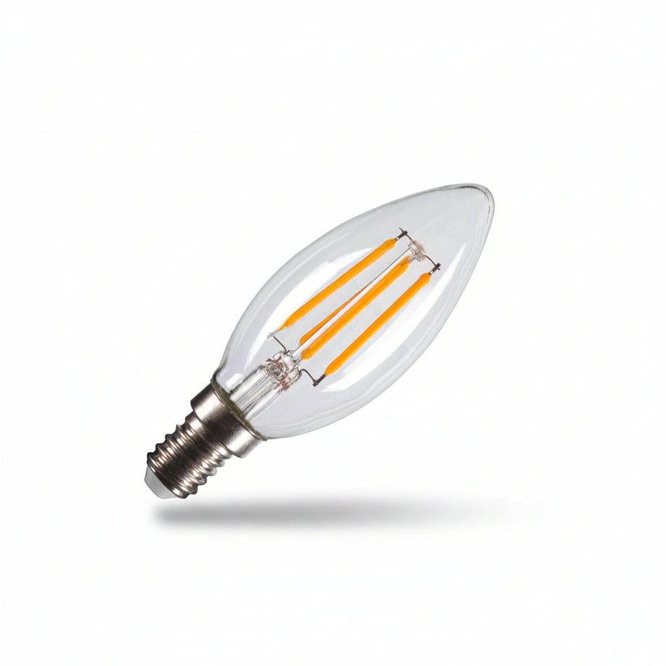 SLV C35 E14 LED LED Hochvolt Leuchtmittel ungerichtet Transparent – 4,2 W, 380 lm, 2700 K, CRI 90