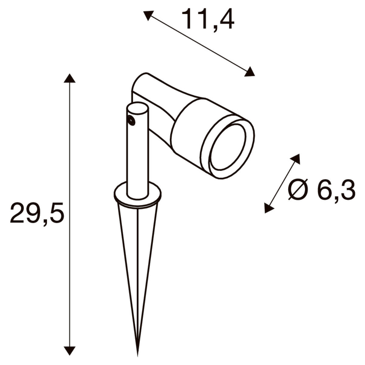 SLV SYNA GARDEN LED-Gartenstrahler 1007147 – technische Zeichnung