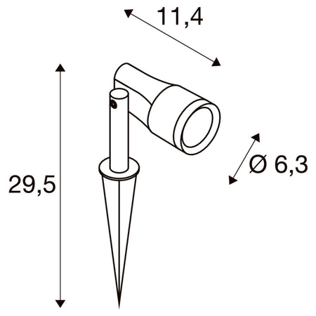 SLV SYNA GARDEN LED-Gartenstrahler 1007147 – technische Zeichnung