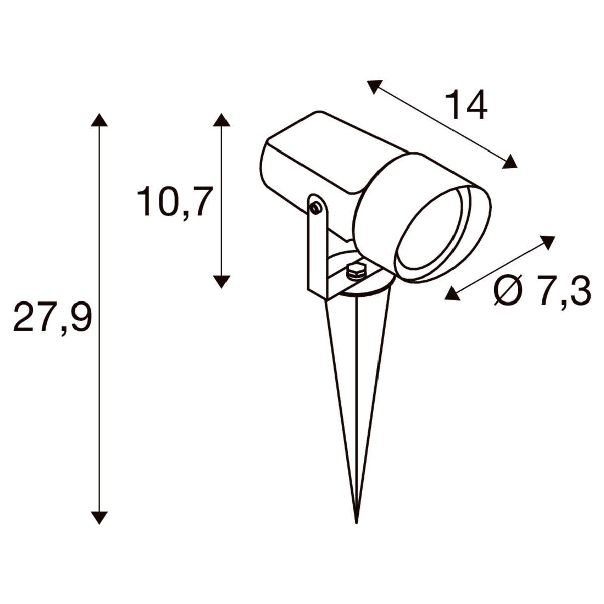 SLV SYNA SHADE Gartenstrahler 1008480 – technische Zeichnung