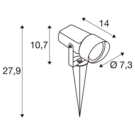 SLV SYNA SHADE Gartenstrahler 1008480 – technische Zeichnung