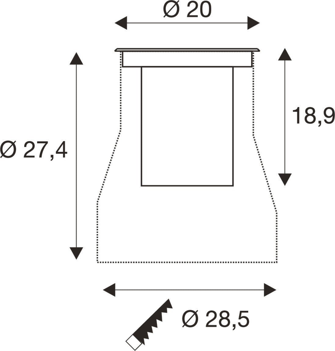 SLV DASAR L 1009168 Maßzeichnung