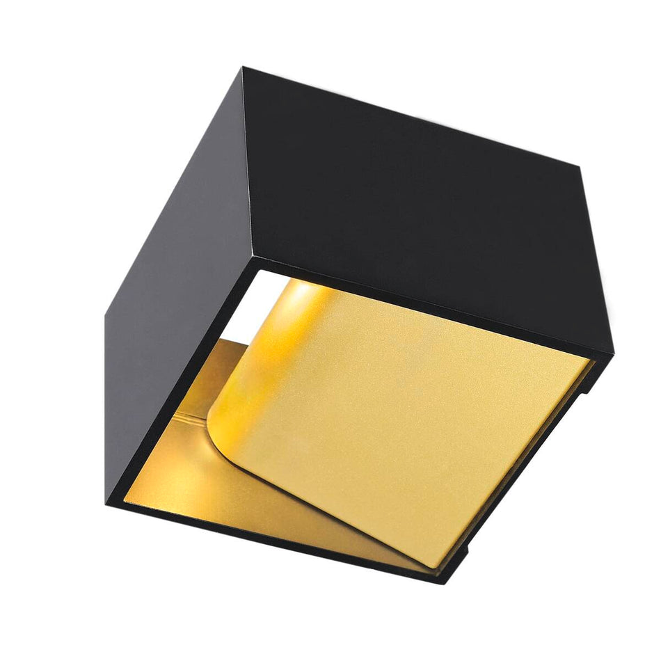 Applique murale LED 3000K carrée noire/laiton avec driver LED