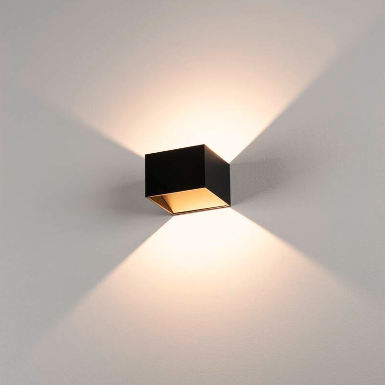 Applique murale LED 3000K carrée noire/laiton avec driver LED