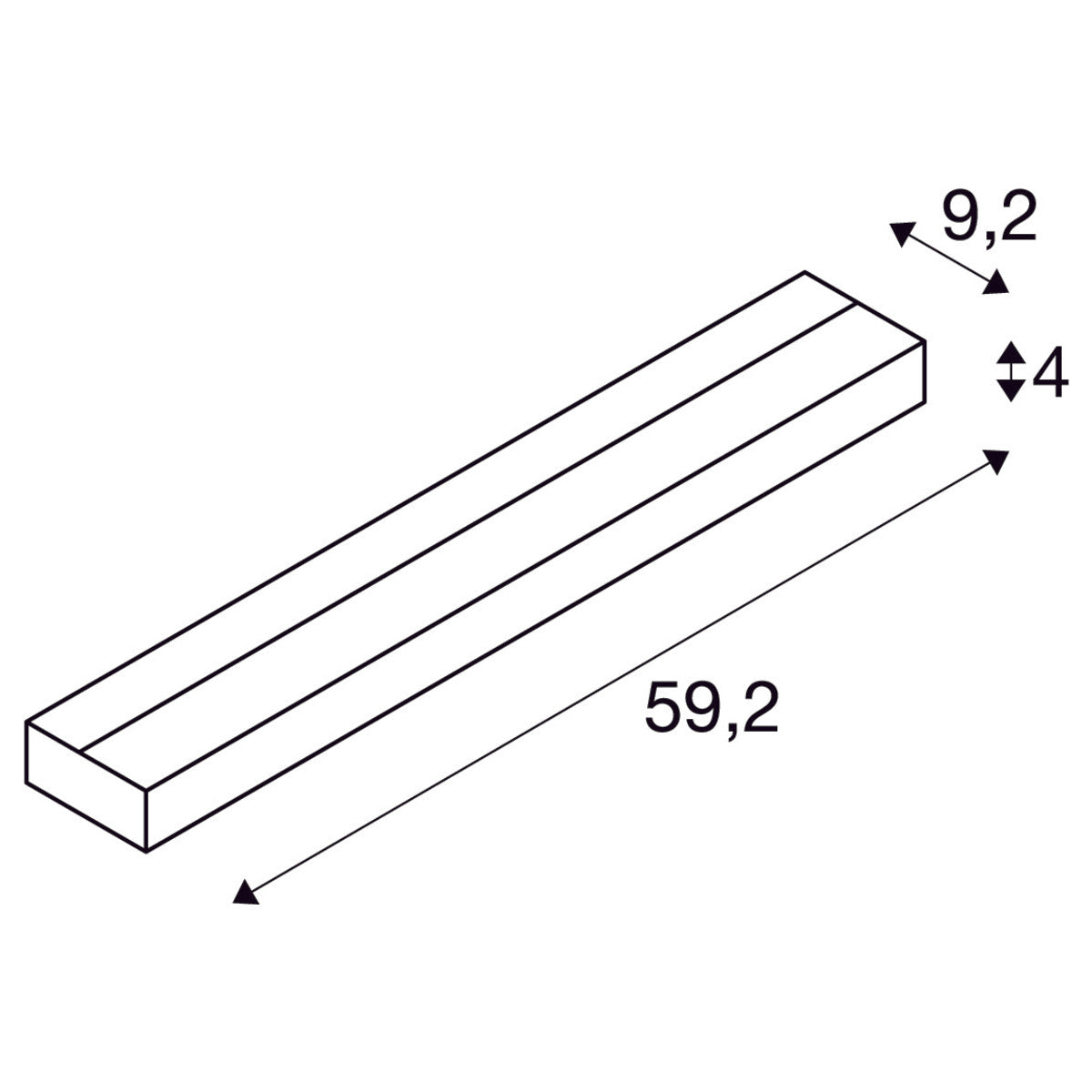 SLV Wandleuchte Led 3000K Eckig Aluminium Gebürstet Glas Satiniert L/b/h 595/85/4 Cm 17W