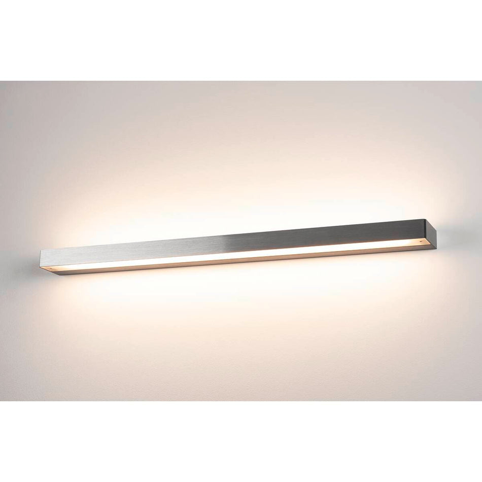 SLV Wandleuchte Led 3000K Eckig Aluminium Gebürstet Glas Satiniert L/b/h 895/85/4 Cm Energiesparleuchte 33 W