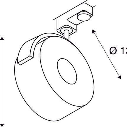 KALU TRACK, Spot für Hochvolt-Stromschiene 3Phasen, LED, 3000K, rund, weiß, inkl. 3Phasen-Adapter