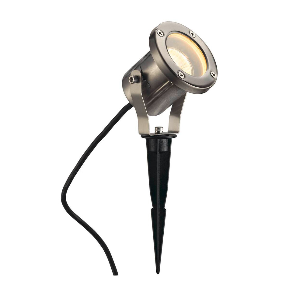 SLV LED Gartenleuchte 10 Outdoor Spiessleuchte, GU10 , IP55, edelstahl, max. 25 W, inkl. 1,5 m Kabel und Stecker