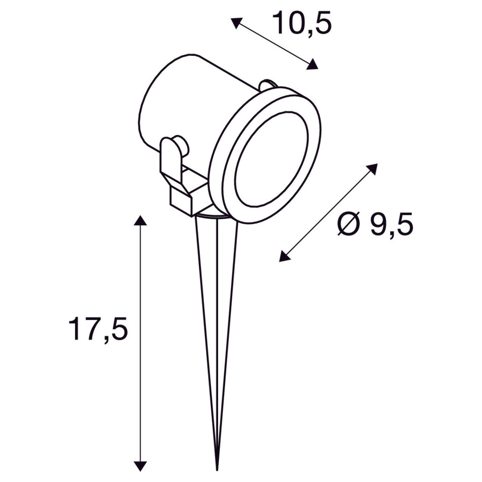 SLV LED Gartenleuchte 10 Outdoor Spiessleuchte, GU10 , IP55, edelstahl, max. 25 W, inkl. 1,5 m Kabel und Stecker