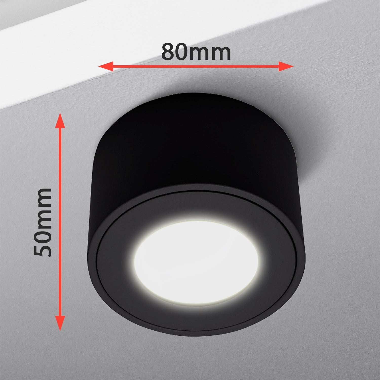 LED Aufbaustrahler Flach für Badezimmer MILANO SMALL | 3000k | Rund Schwarz-Matt | inkl. Extra-flach 5W Warmweiß LED Modul | IP44 | 230V | Aluminium