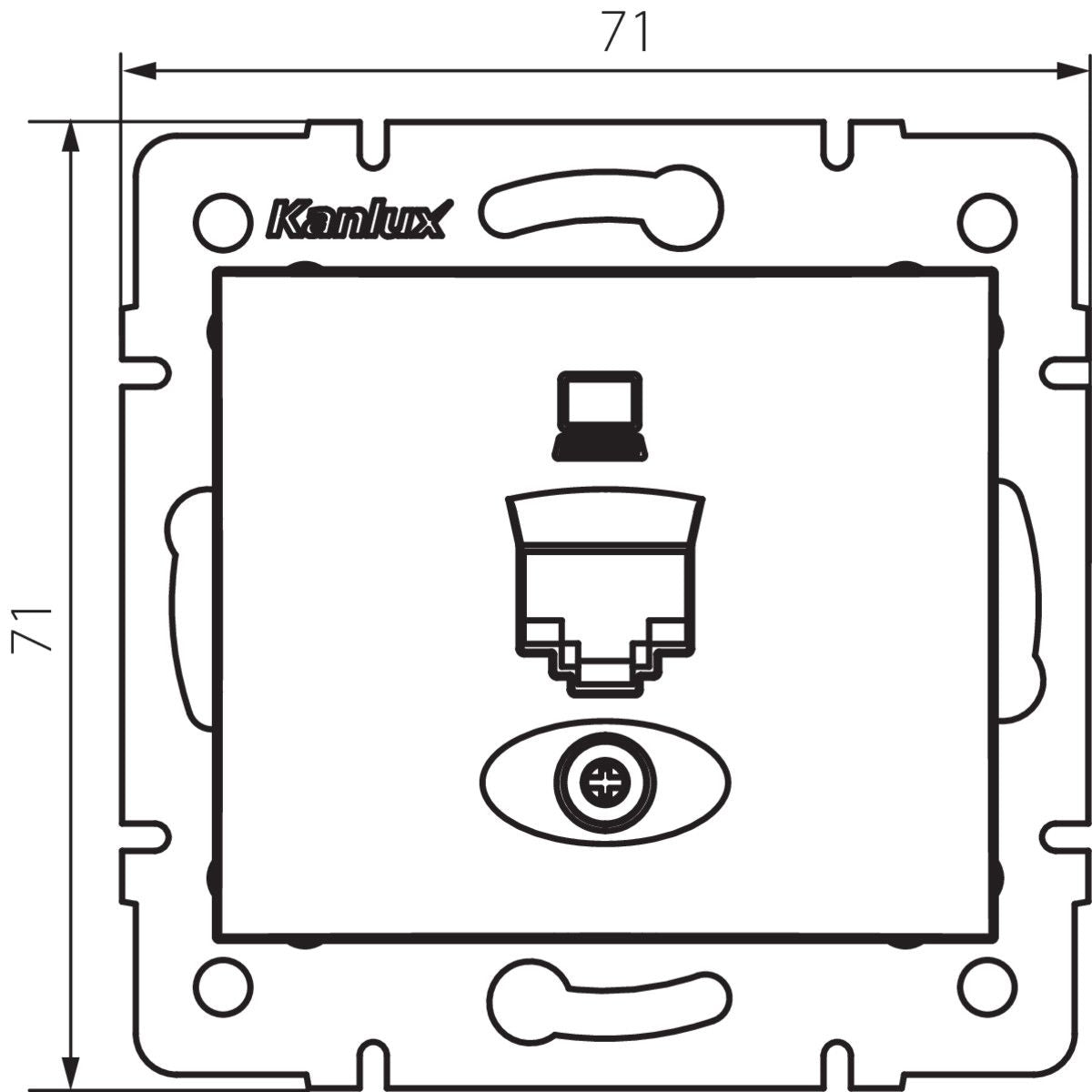 Einzel - Netzwerksteckdose (RJ45Cat 5e Jack), weiß / silber, 71mm x 71mm