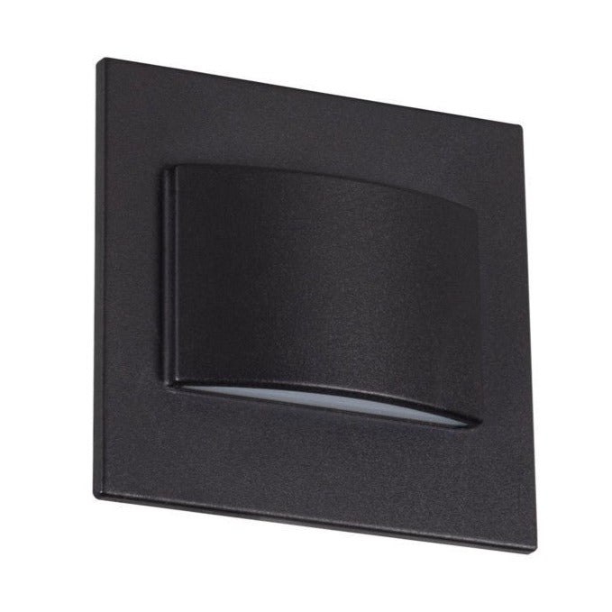 LED recessed stair light, black, square, warm white / neutral white, 1.5W / IP20 / 12V DC 