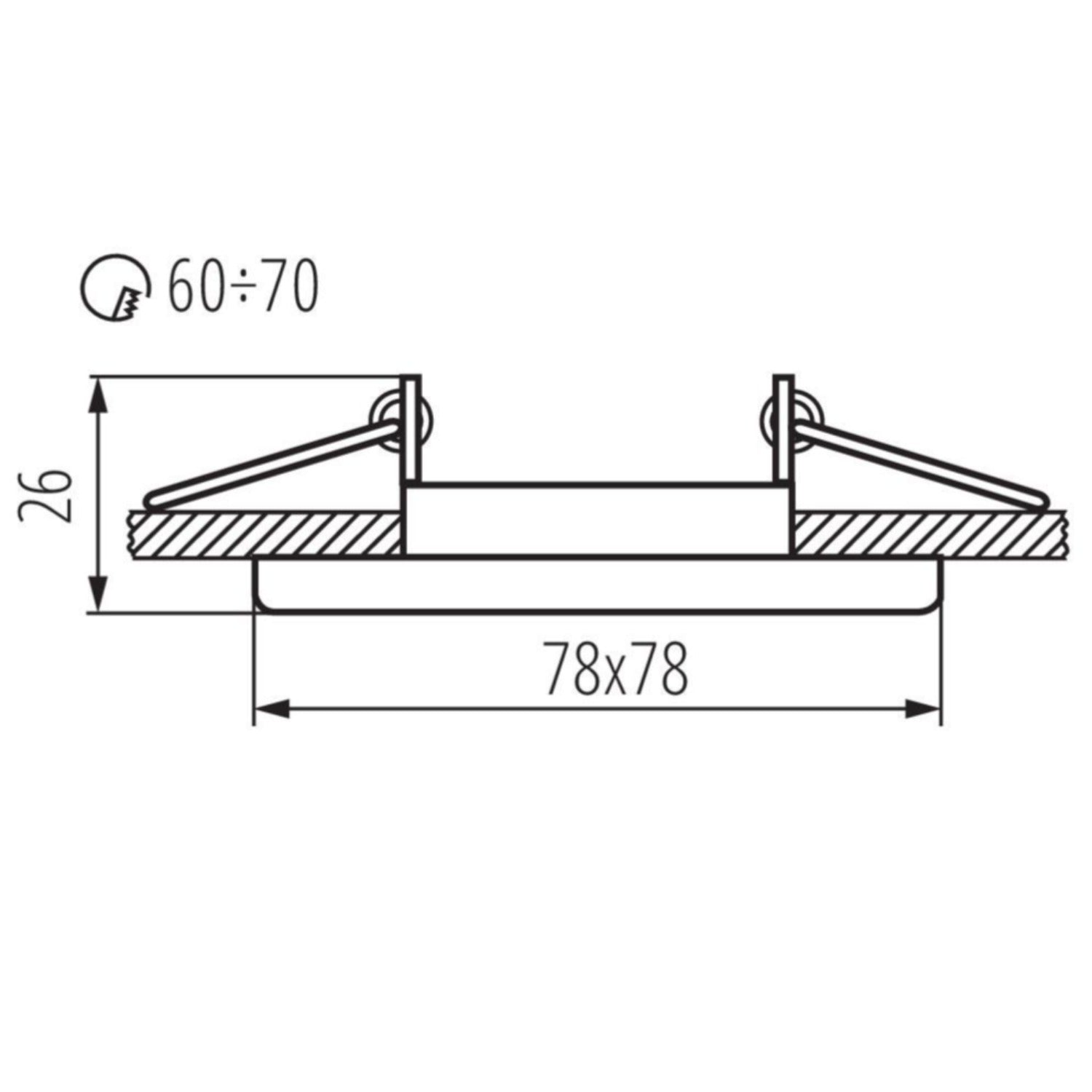 Recessed aluminum spotlight square 78mm x 78mm IP20 GU5.3 GU10 12V 230V 