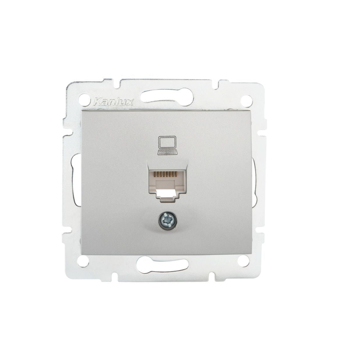 Einzel - Netzwerksteckdose (RJ45Cat 5e Jack), weiß / silber, 71mm x 71mm