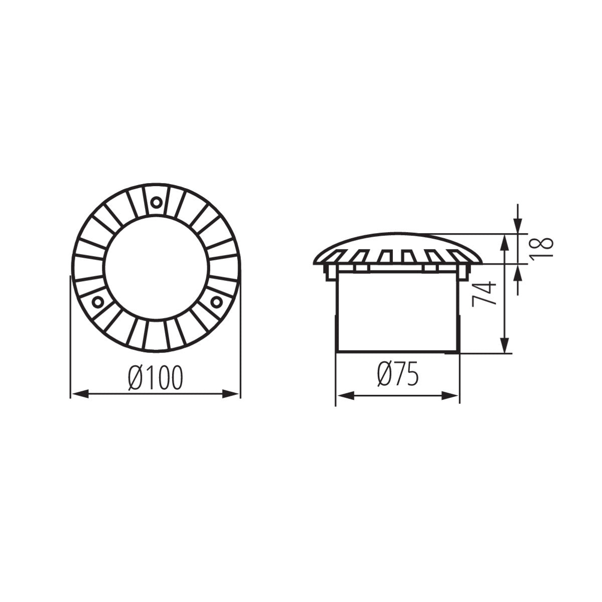 LED Außenleuchte / Bodeneinbaustrahler, rund, grau, kaltweiß, 1W / IP66 / 230V