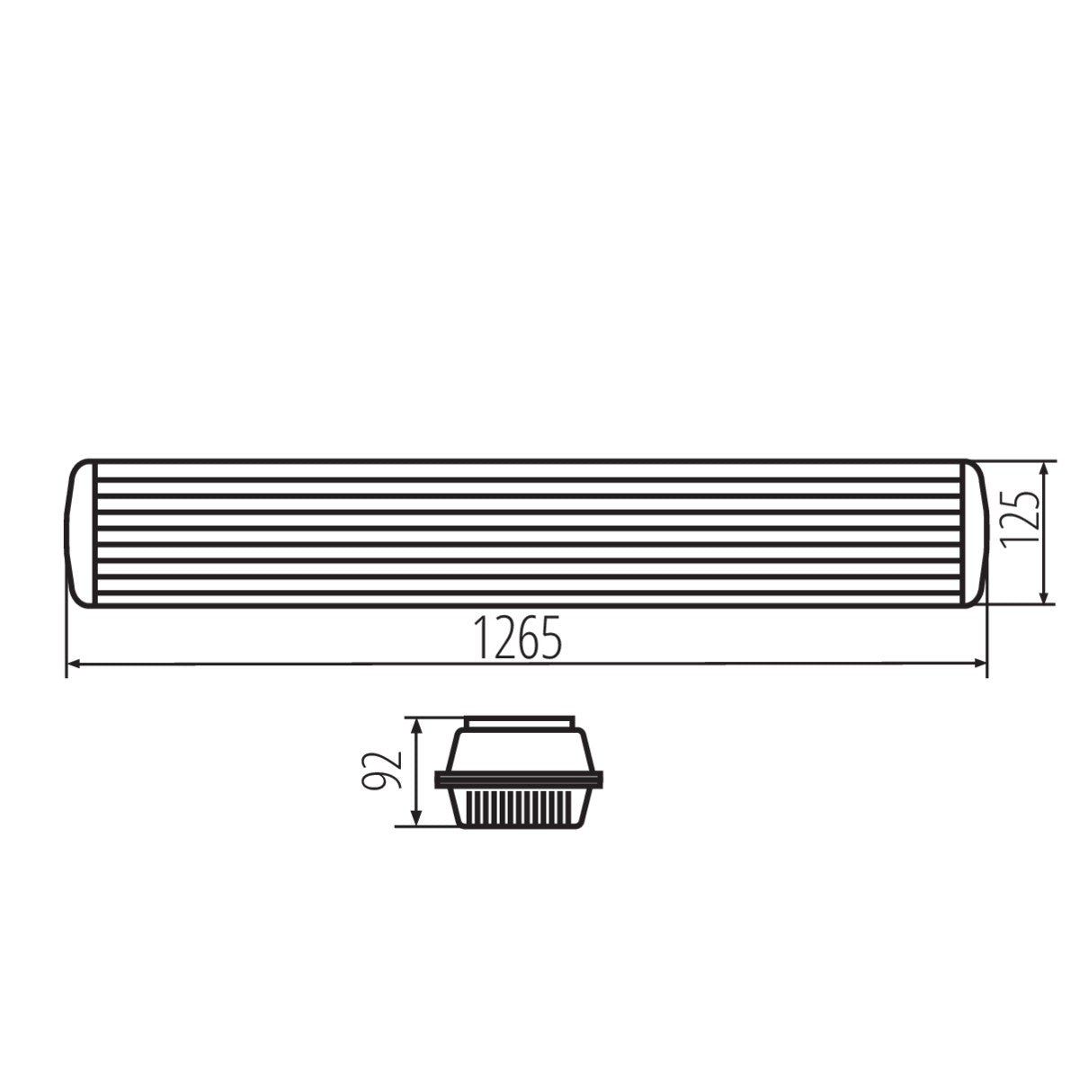 Feuchtraum-Wannenleuchte grau 126.5cm, 2xG13 IP65 230V