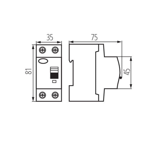 Fehlerstromschutzschalter 2x A IP20 230V