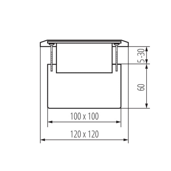 Bodensteckdose 120x120 Mattes Messing / Aluminium IP20 250V