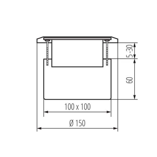 Bodensteckdose Rund 150mm aus Aluminium IP20 230V