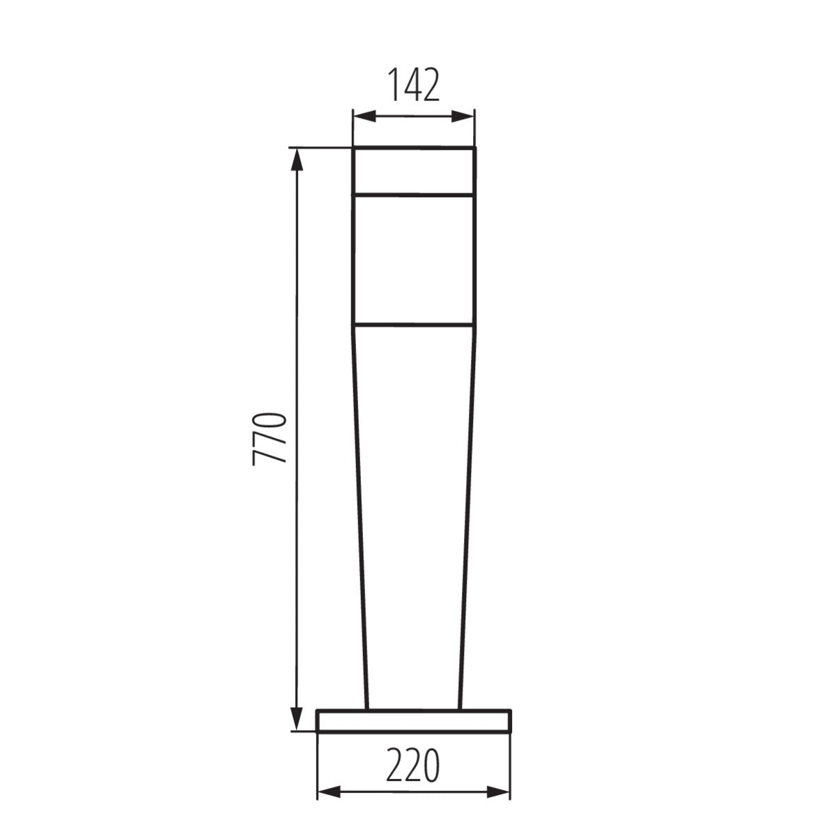 Außenleuchte Pollerleuchte INVO OP 77-L-GR 770mm graphit eckig max 20W E27 IP54 230V