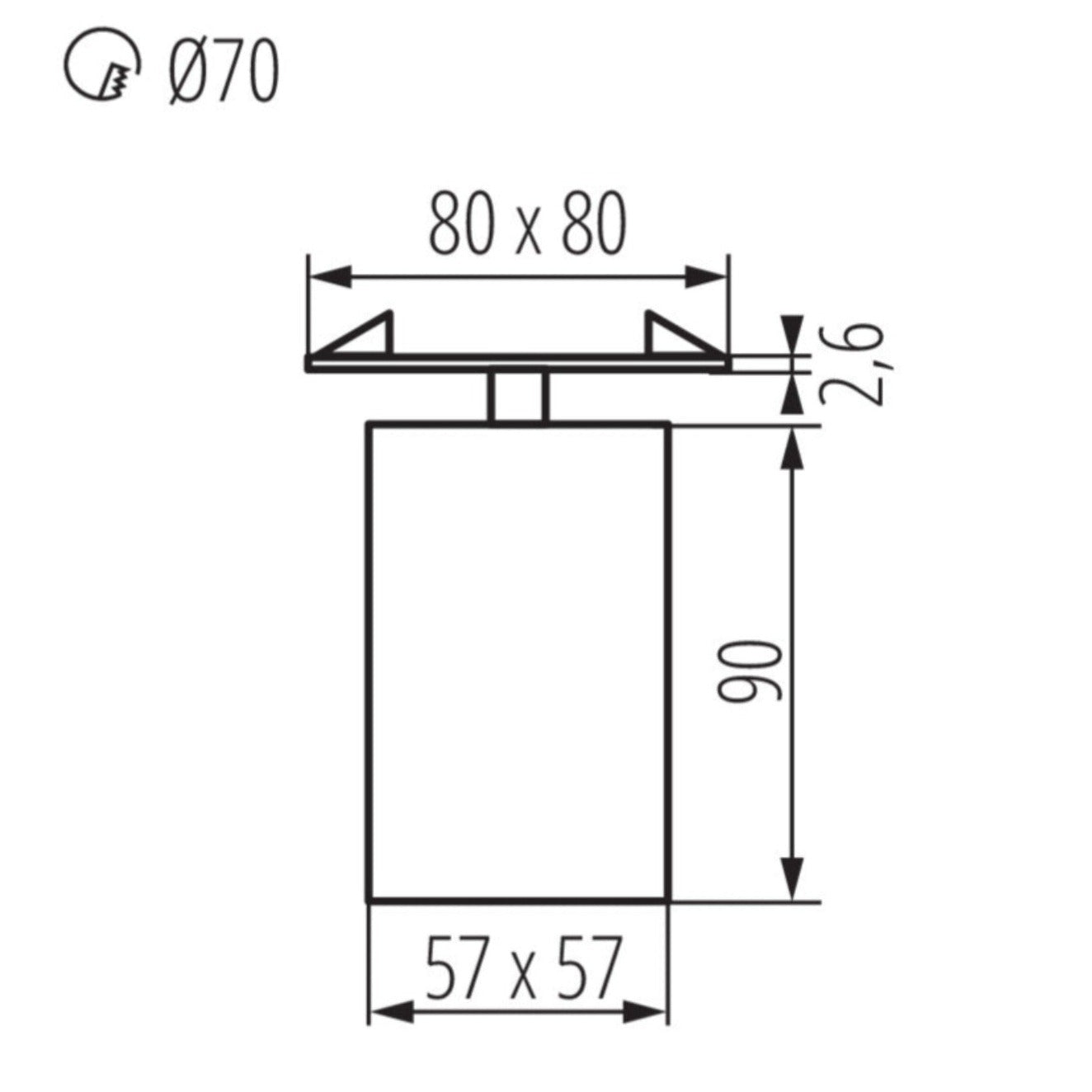 Einbaustrahler CHIRO aus Aluminium Eckig 80mm x 80mm IP20 GU10 230V