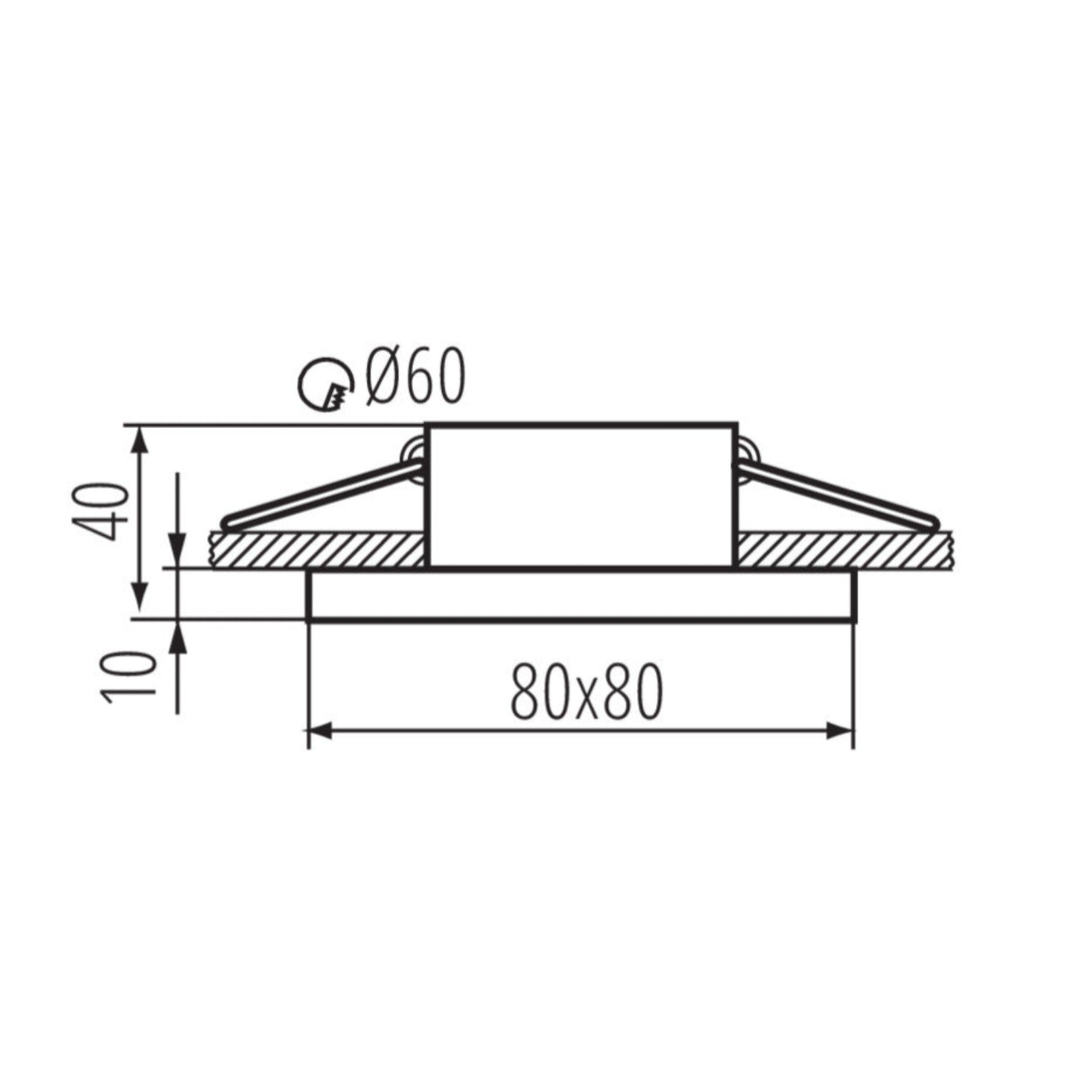 Einbaustrahler FLINI IP44 DSL aus Aluminium Eckig 80mm x 80mm IP44 GU10 230V