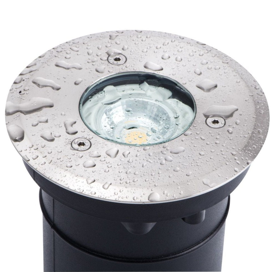 Bodeneinbaustrahler, Bodenspot, Edelstahl, rund, max 10W / IP67 / GU10 / 230V