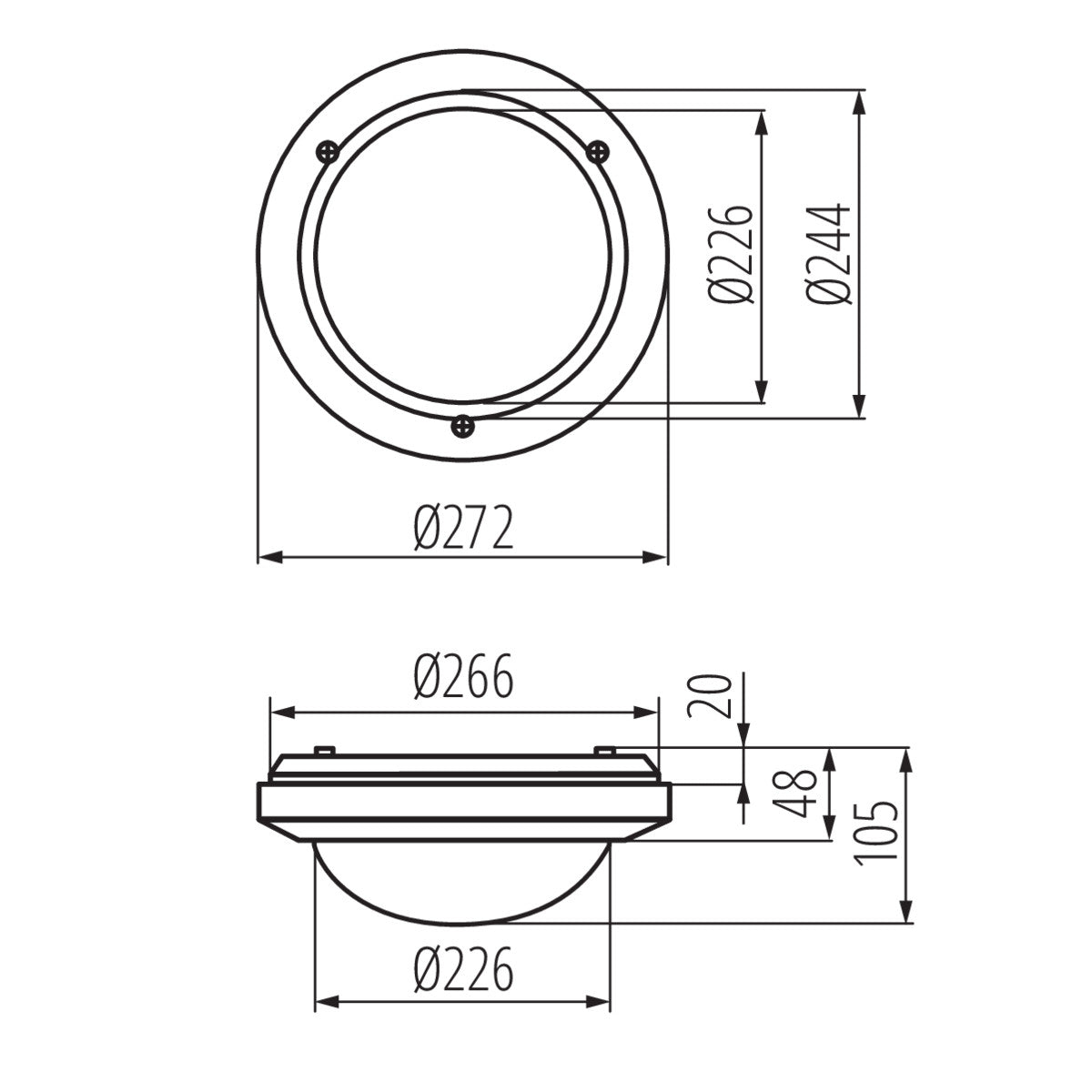 Deckenleuchte MARC DL-60 Wandleuchte Weiß aus Kunststoff E27 IP54 230V