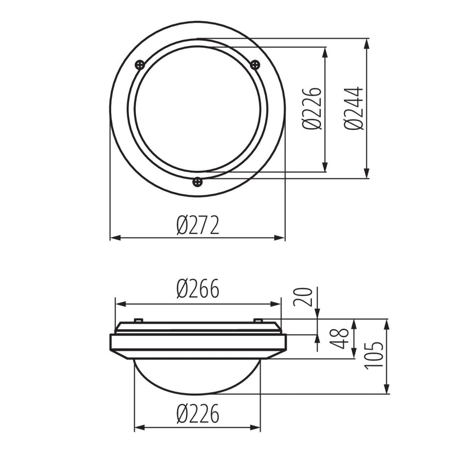 Deckenleuchte MARC DL-60 Wandleuchte Weiß aus Kunststoff E27 IP54 230V