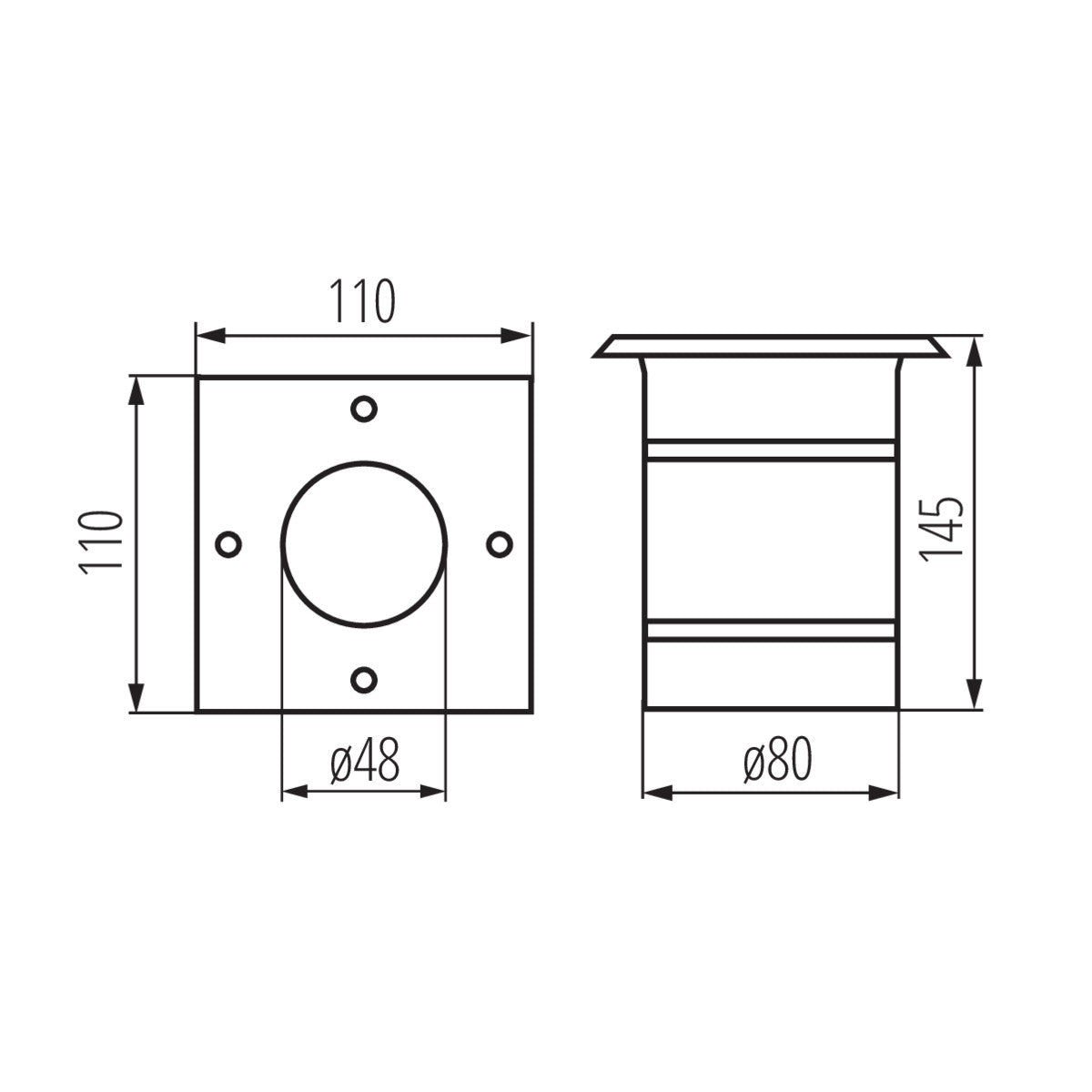 LED Bodenstrahler Bodenspot eckig max 10W IP67 GU10 230V