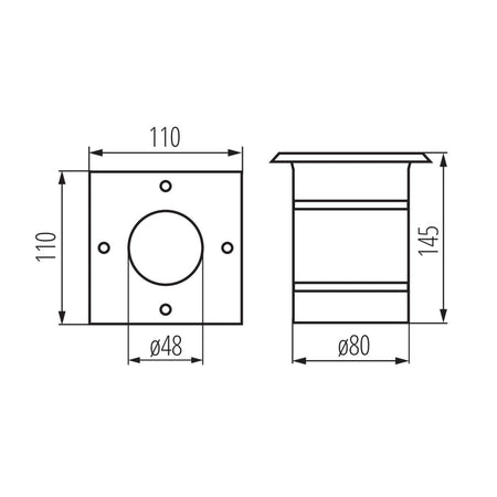 LED Bodenstrahler Bodenspot eckig max 10W IP67 GU10 230V