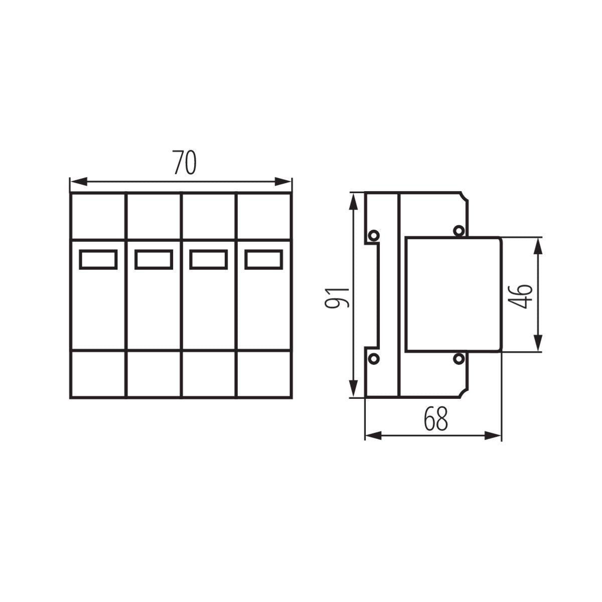 Überspannungsschutzgerät, Niederspannungsableiter, T1+T2 B+C , 4x / IP20 / 230V