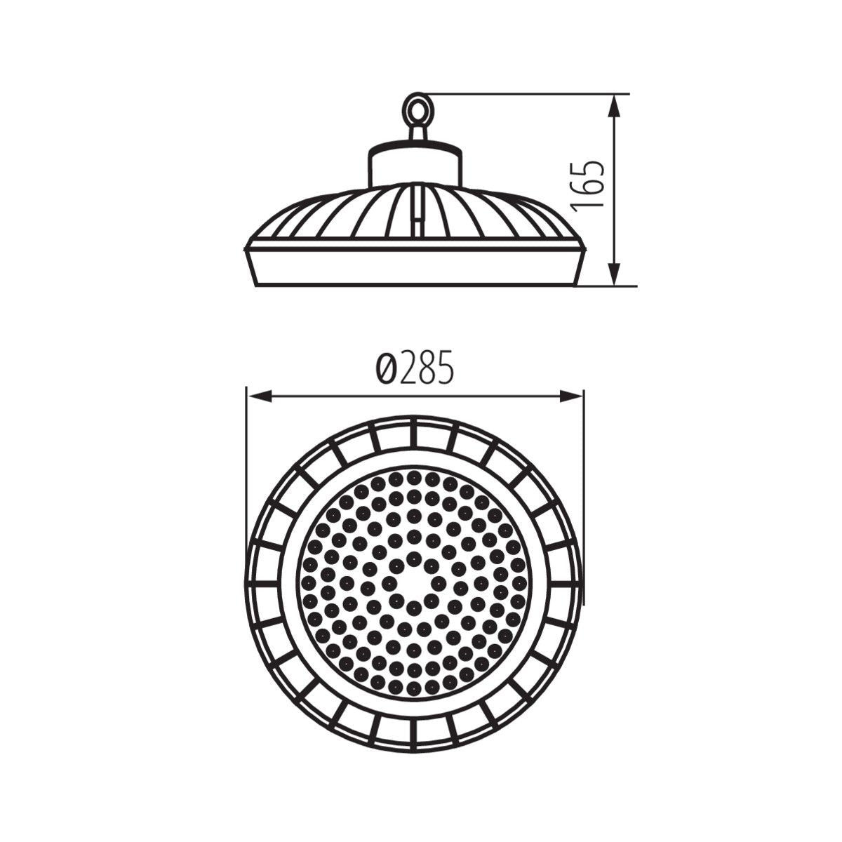 LED Hallentiefstrahler aus Aluminium schwarz 100W IP65 230V