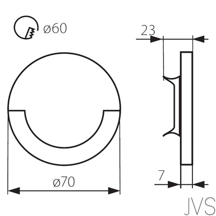 LED Treppeneinbauleuchte SOLA LED AC-WW mit Trafo Edelstahl rund warmweiß / kaltweiß, 1.3W / IP20 / 230V