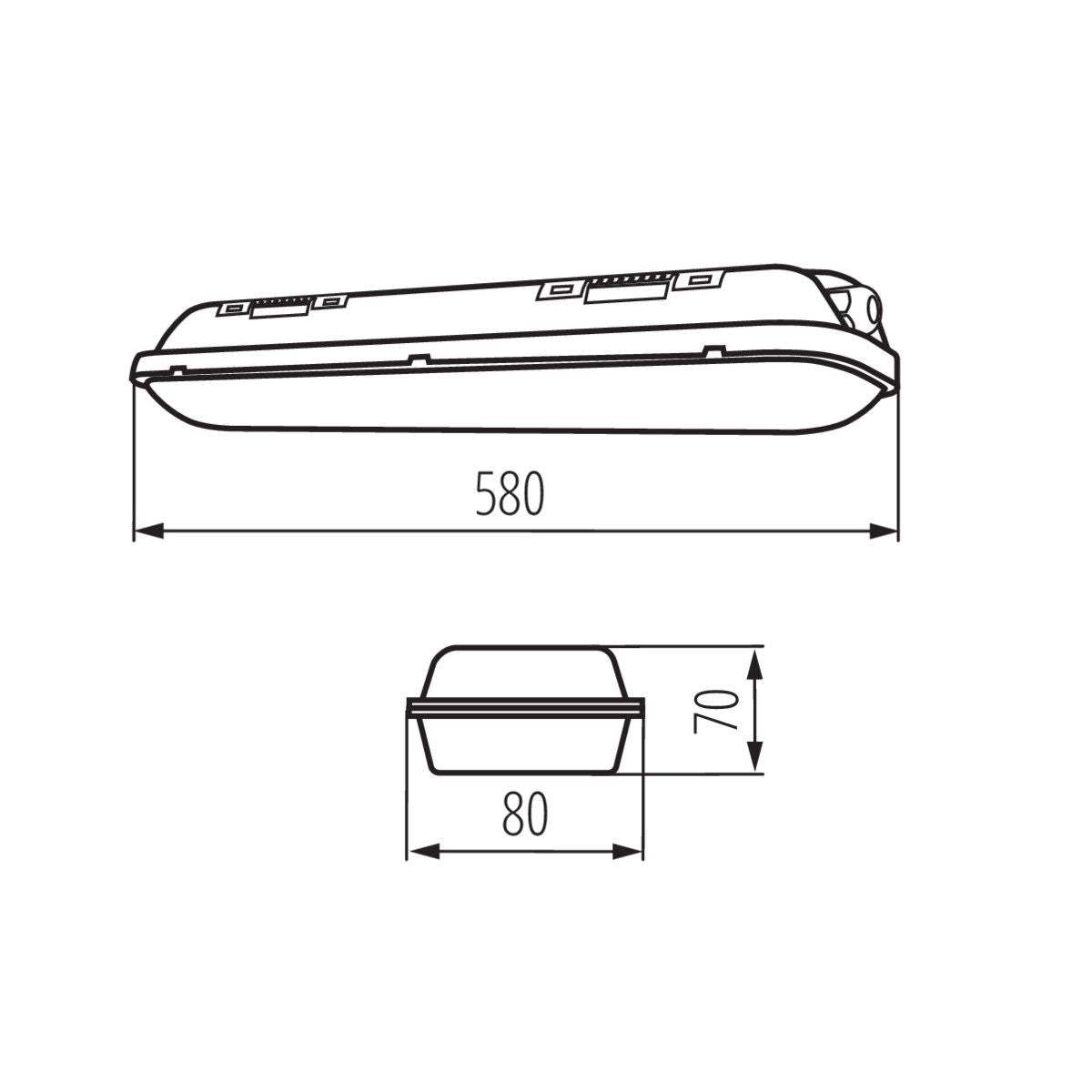 LED Feuchtraum MAH-LED N 20W-NW/PC Wannenleucht 58cm grau neutralweiß 20W IP65 230V