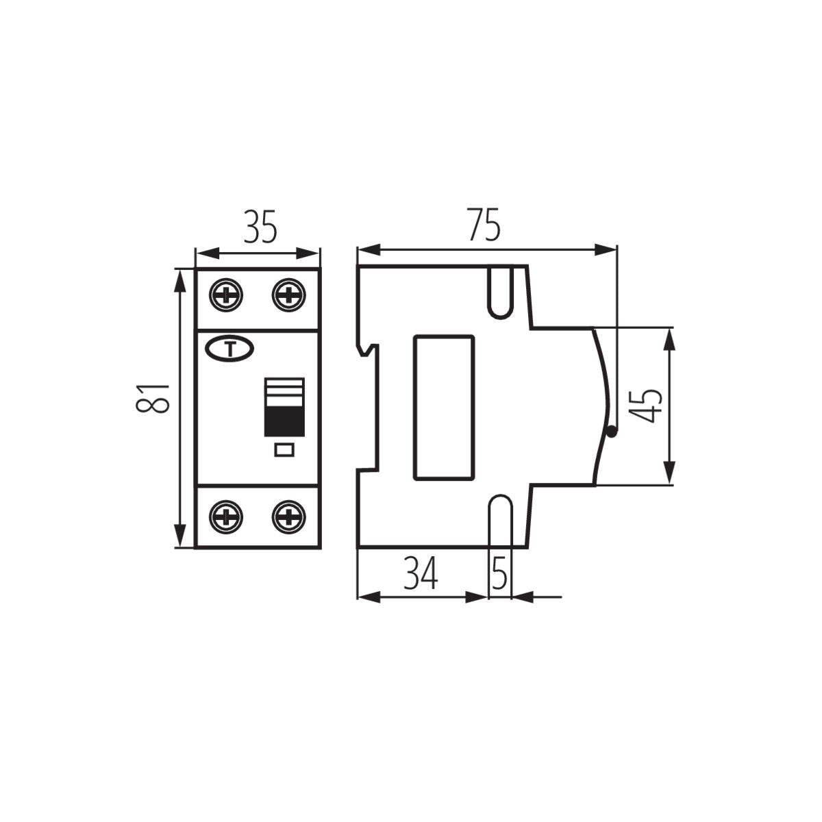 Fehlerstromschutzschalter mit Überstromschutz AC, weiß + gelb, 2x / IP20 / 230V