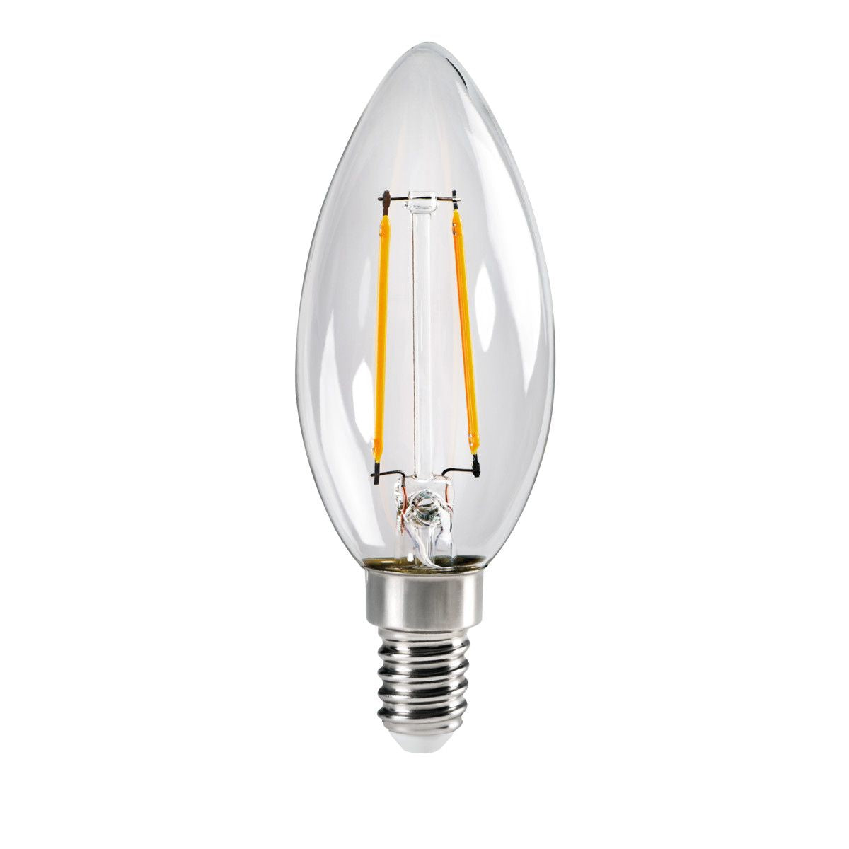 LED Leuchtmittel Transparent Kerzenform Warmweiß 2.5W E14 230V F