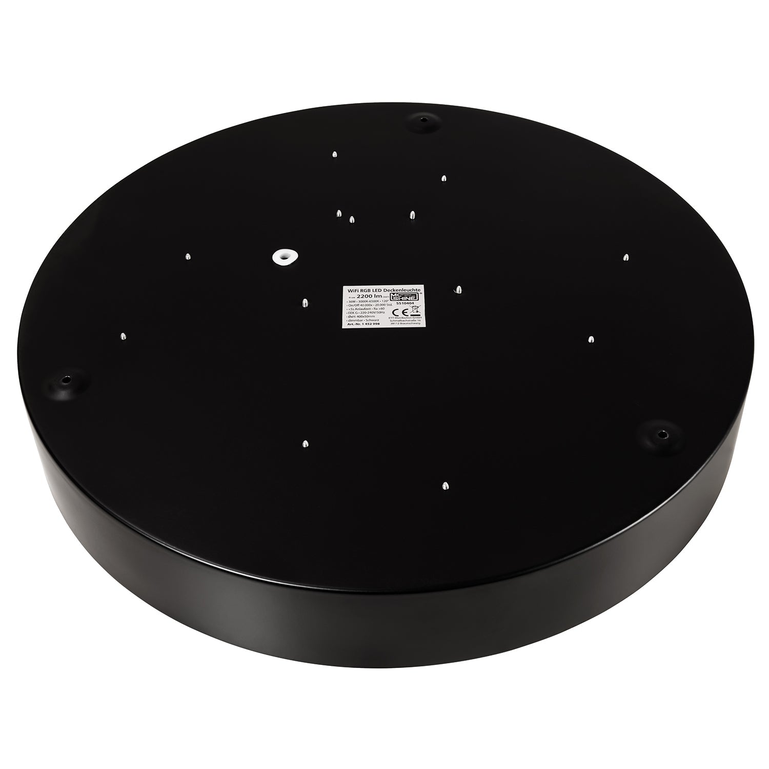 Wifi LED-Deckenleuchte 36W, schwarz 2200lm, Ø40cm, CCT+RGB