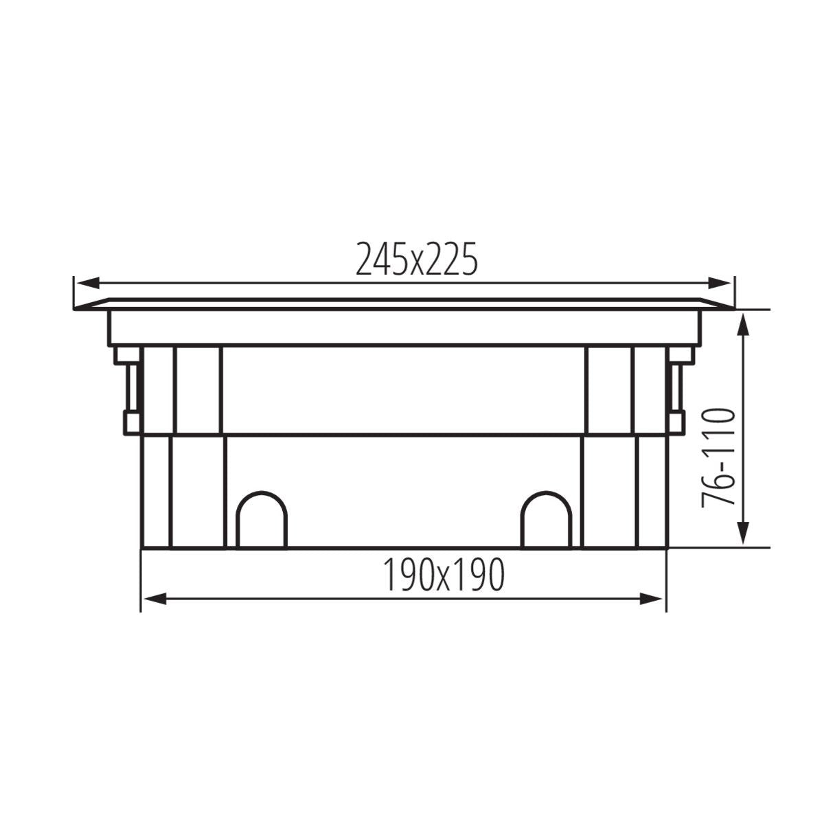 Bodensteckdose 245x225mm Anthrazit/Edelstahl/Schwarz IP20 250V