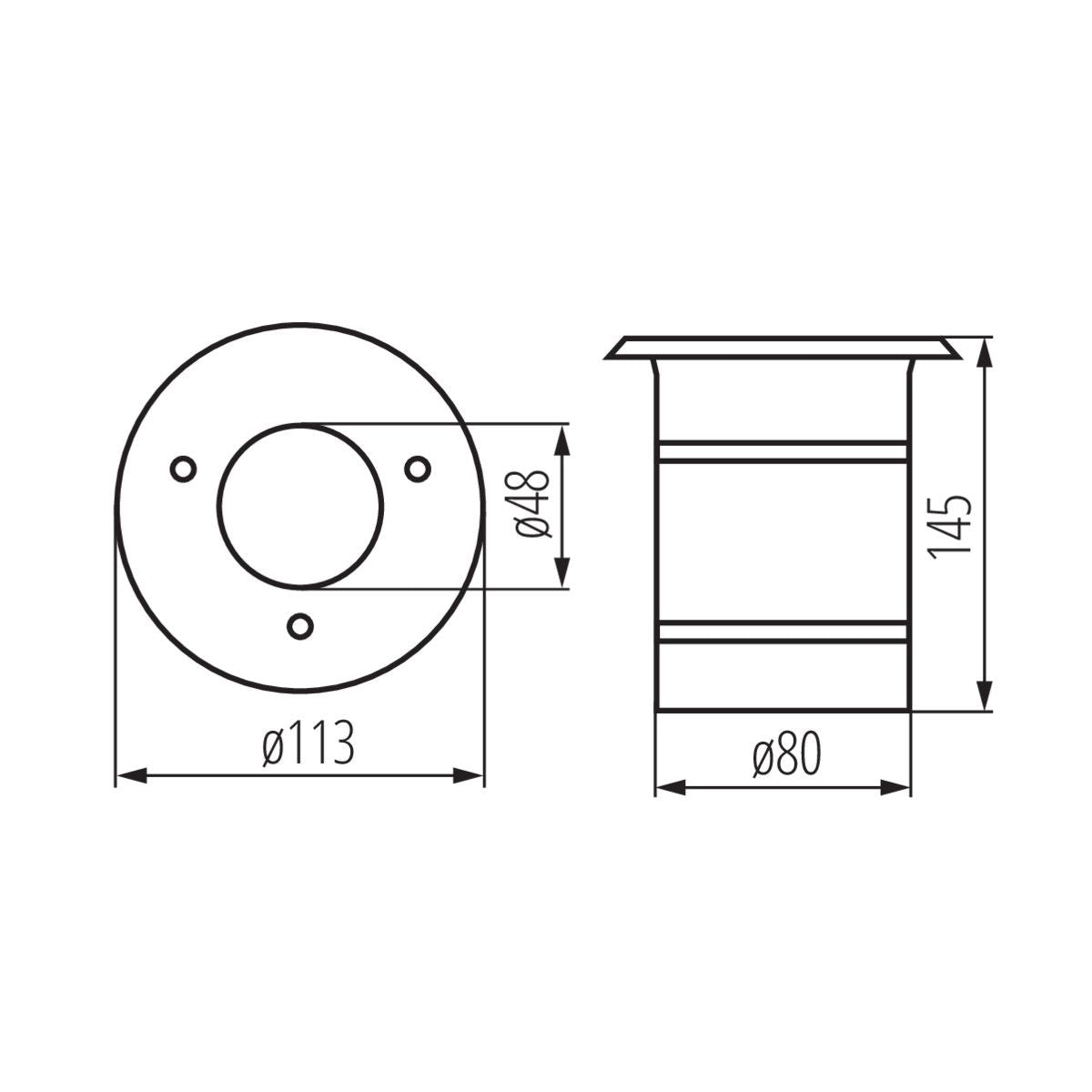 Bodeneinbaustrahler, Bodenspot, Edelstahl, rund, max 10W / IP67 / GU10 / 230V