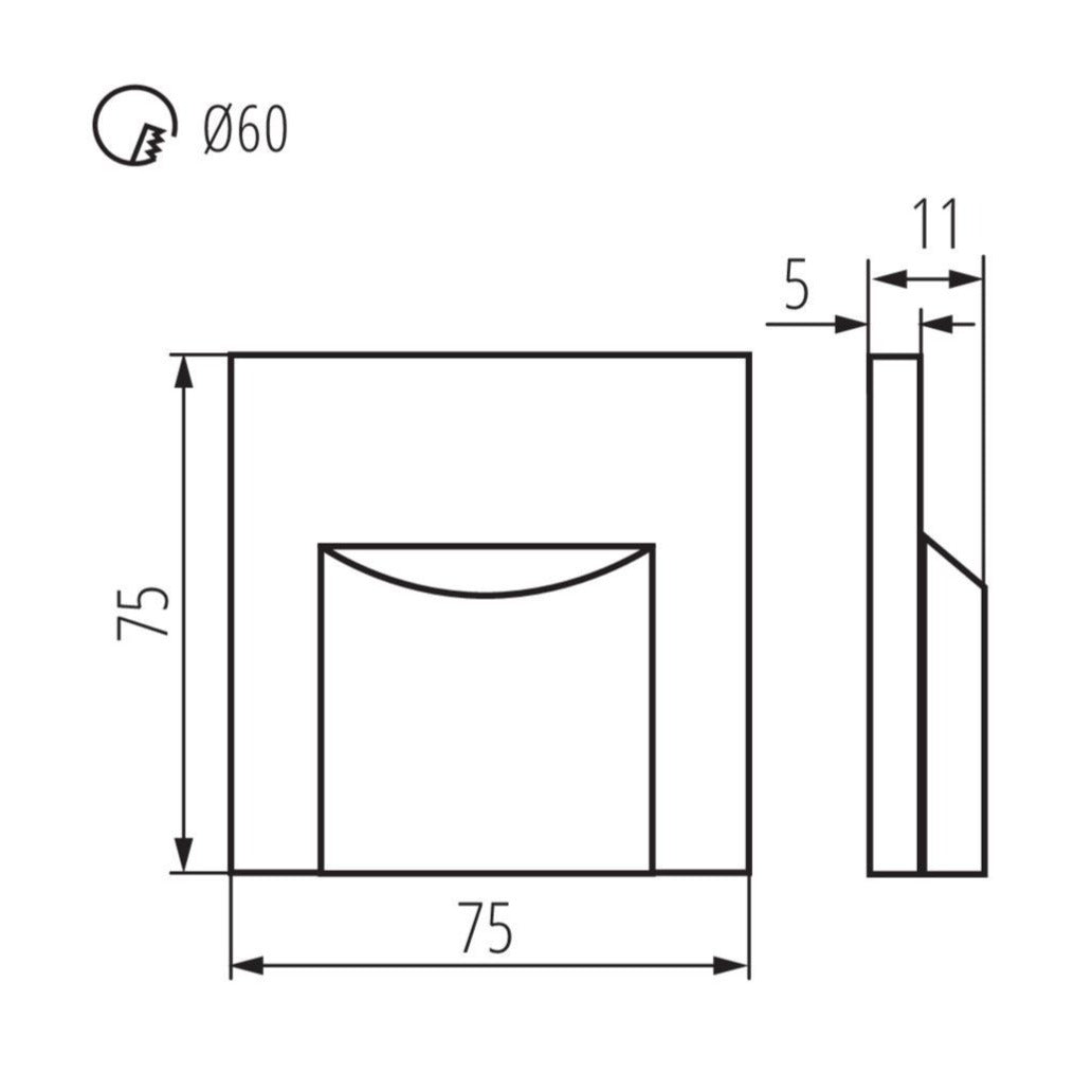 LED Treppeneinbauleuchte ERINUS LED L W weiß eckig warmweiß / neutralweiß, 0,8W / IP20 / 12V DC